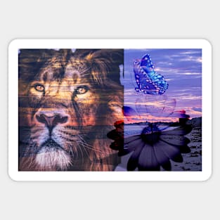 Lion ,flower,butterfly,sea Sticker